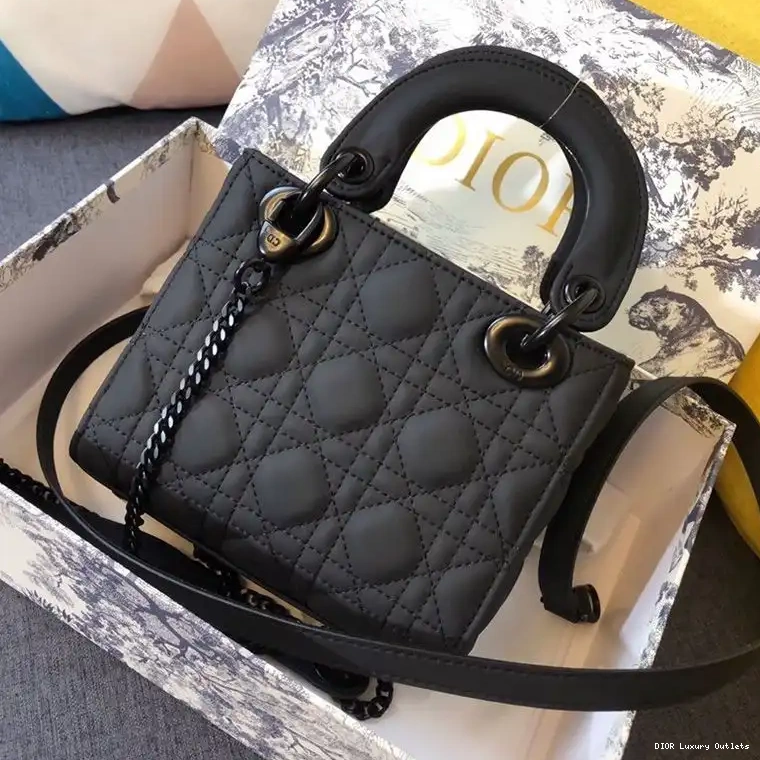 Cheap Dior Bag Calfskin Black Mini Lady Ultramatte 0508 Luxury
